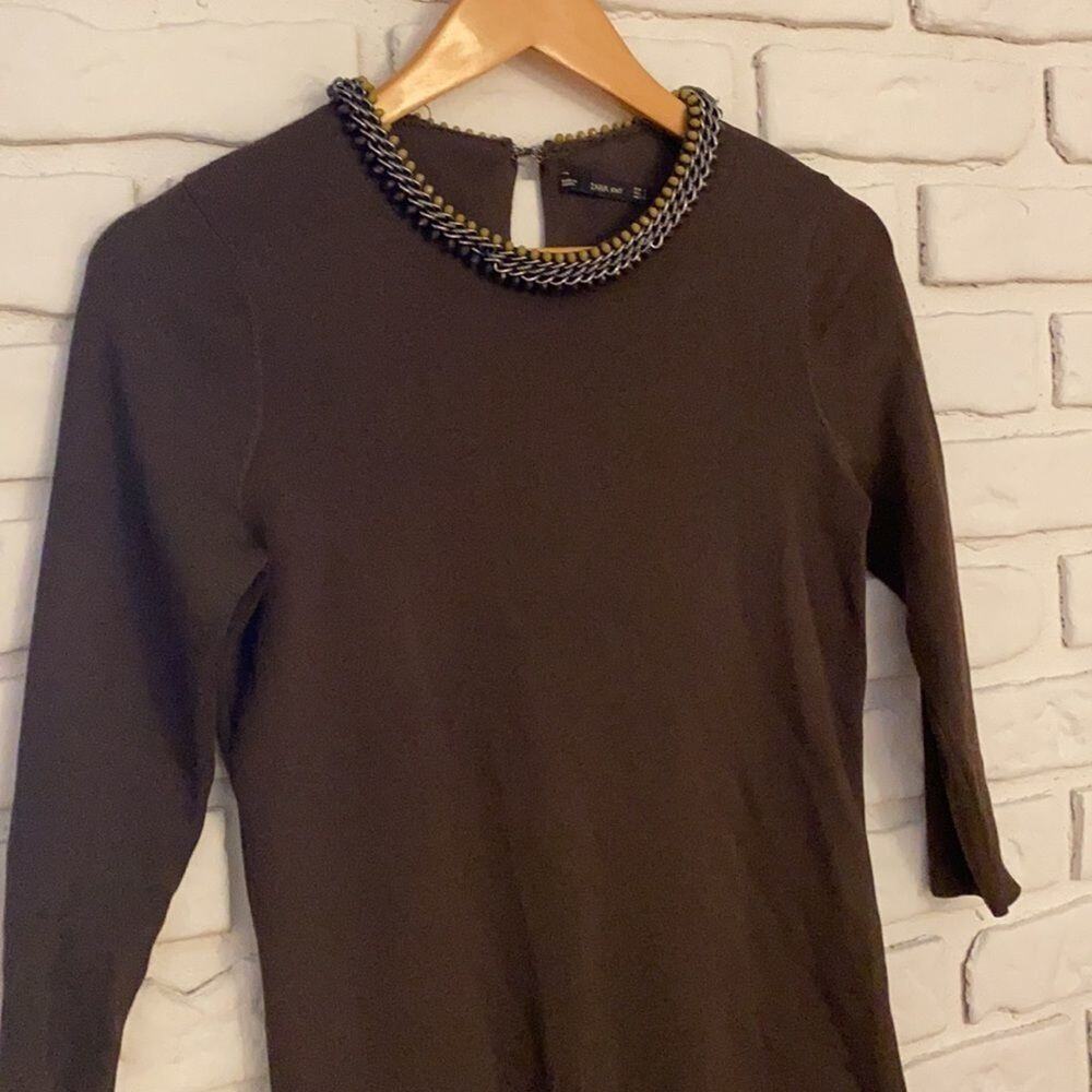 Zara knit top with beaded neckline size small - Picture 2 of 10